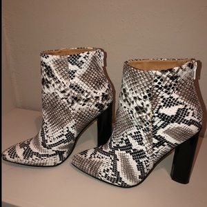 Snake print booties